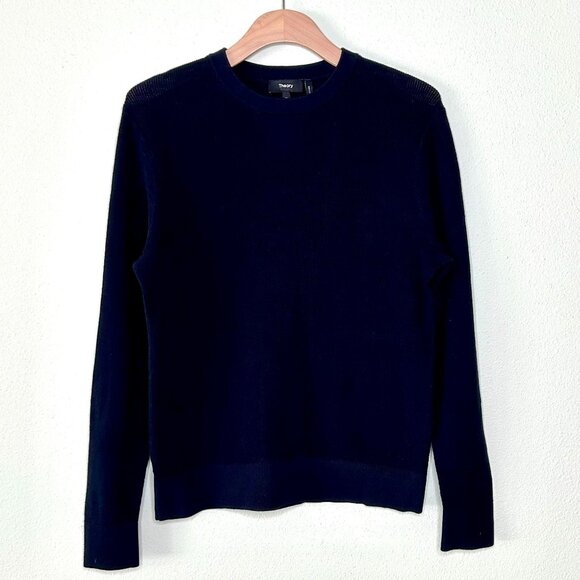 Theory Myhlo Breach Crewneck Sweater Navy Size M - Picture 3 of 10